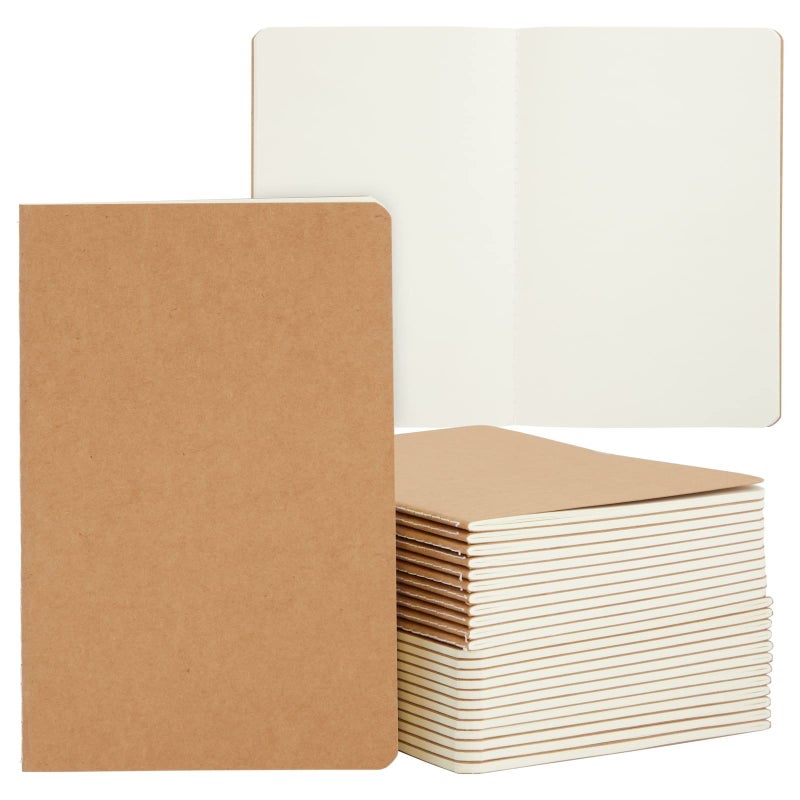 Paper Junkie Softcover Blank Notebooks - 24-Pack, A5, 60 Pages, Kraft - Sketchbooks Bulk for Sketching & Writing - Ample Pages for Journals for Writing - Image 1